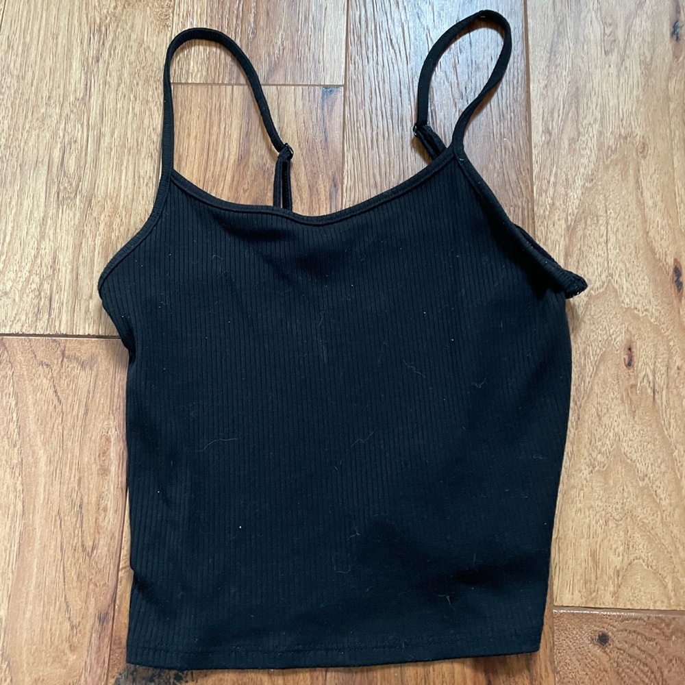 American Eagle Black Ribbed Tank Top Size Small